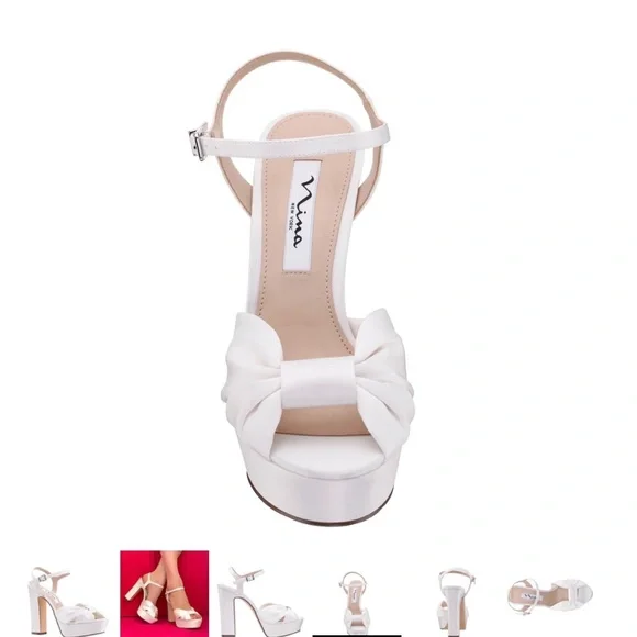 Elegant White Platform Heels - Picture 2 of 5